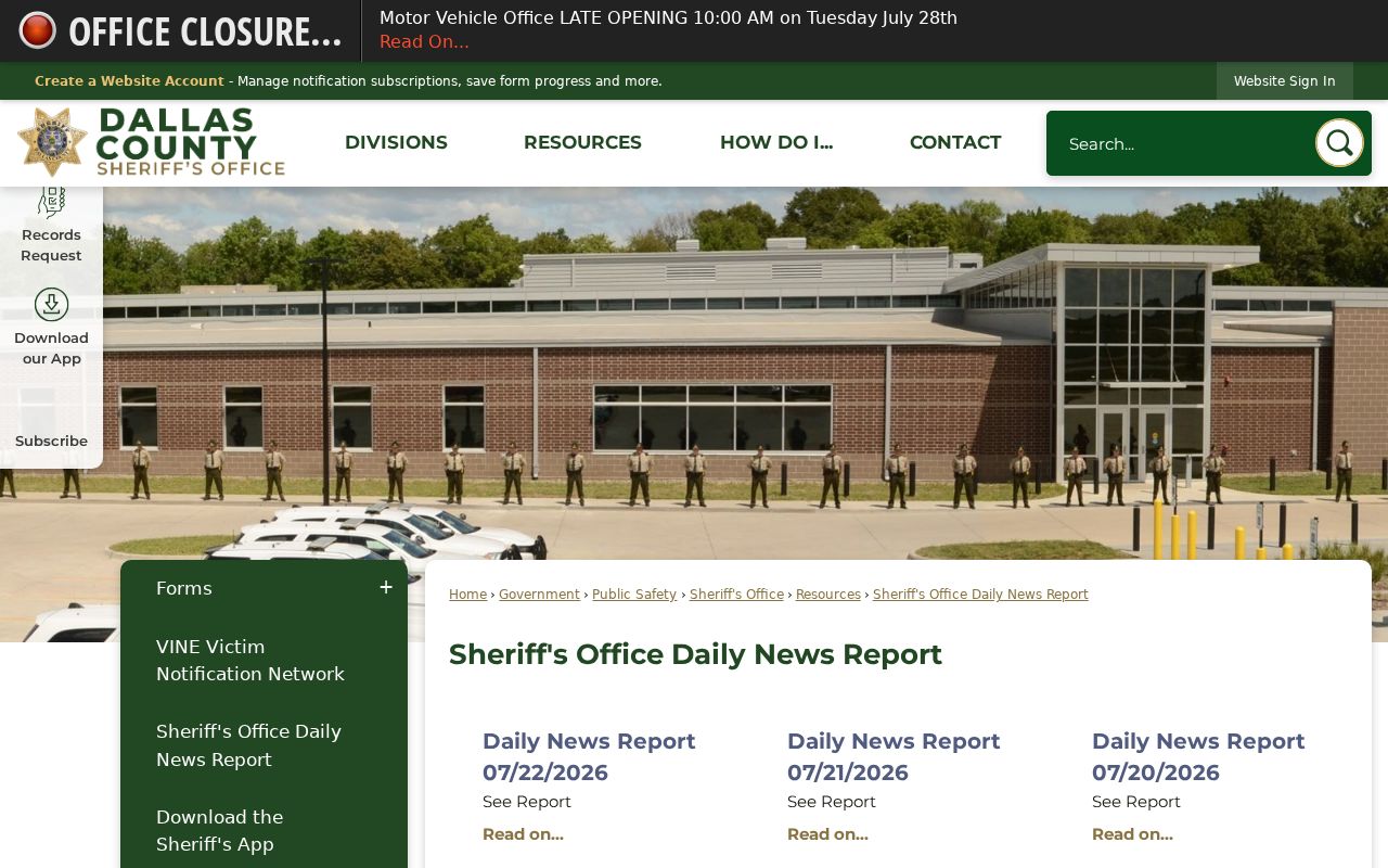 Dallas County arrest history Daily News Report archive