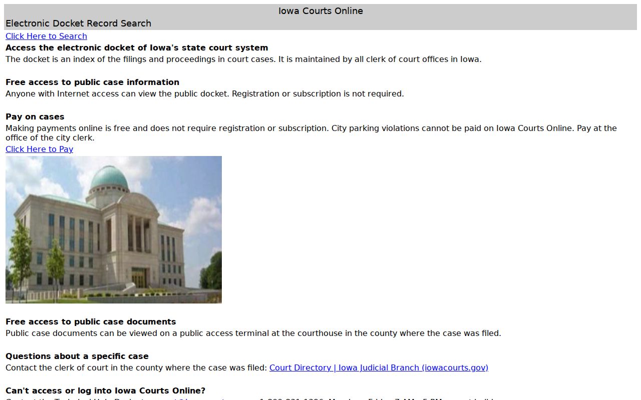 Iowa Courts Online search for Dallas County criminal court cases