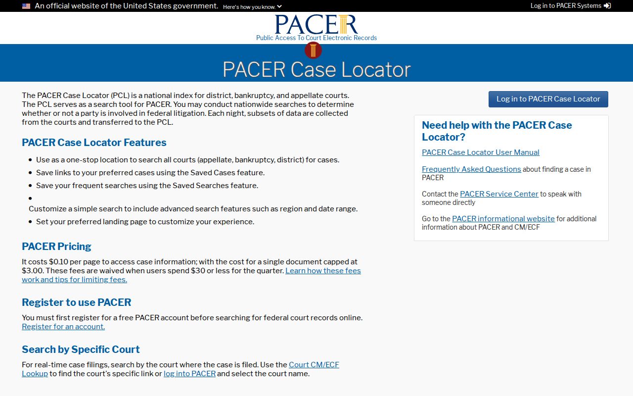 PACER locator for federal criminal court cases connected to Dallas County