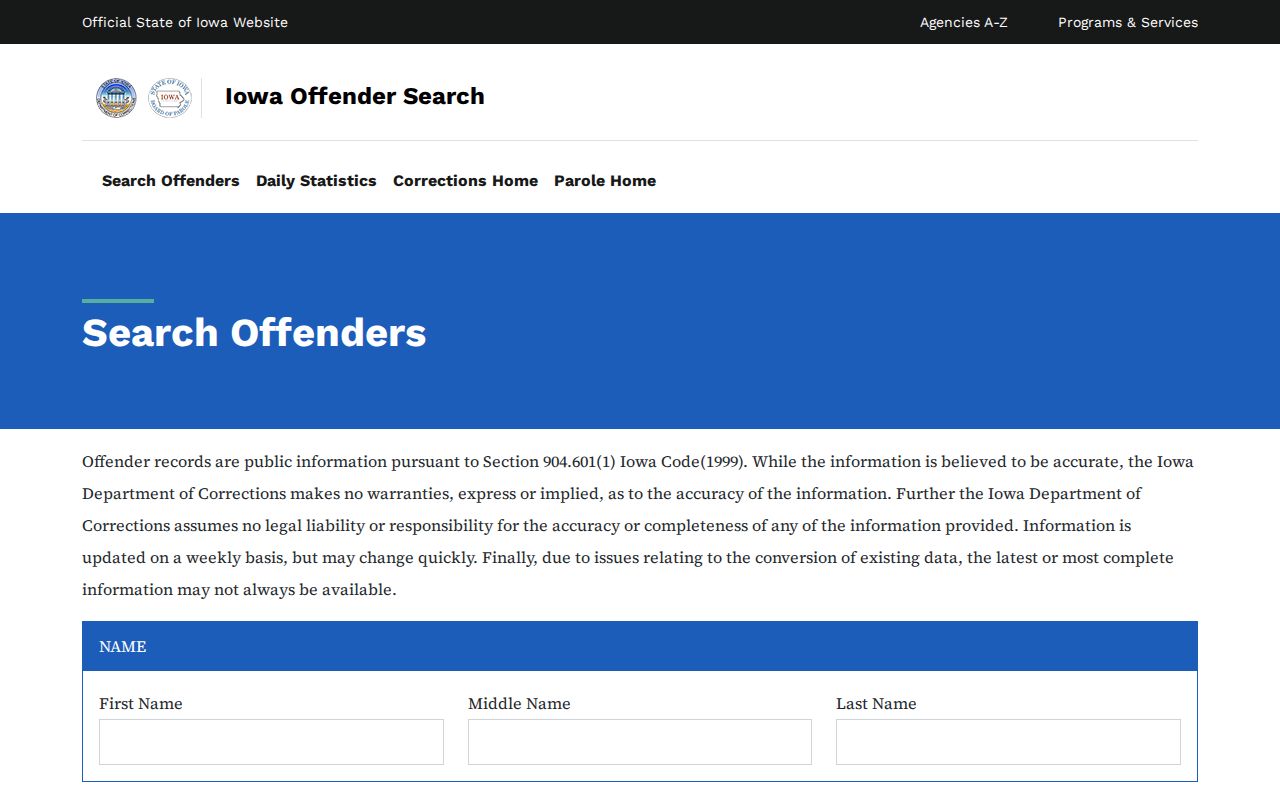Dallas County criminal records Iowa offender custody search