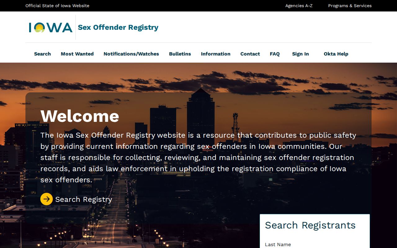 Dallas County sex offender check on the Iowa Sex Offender Registry