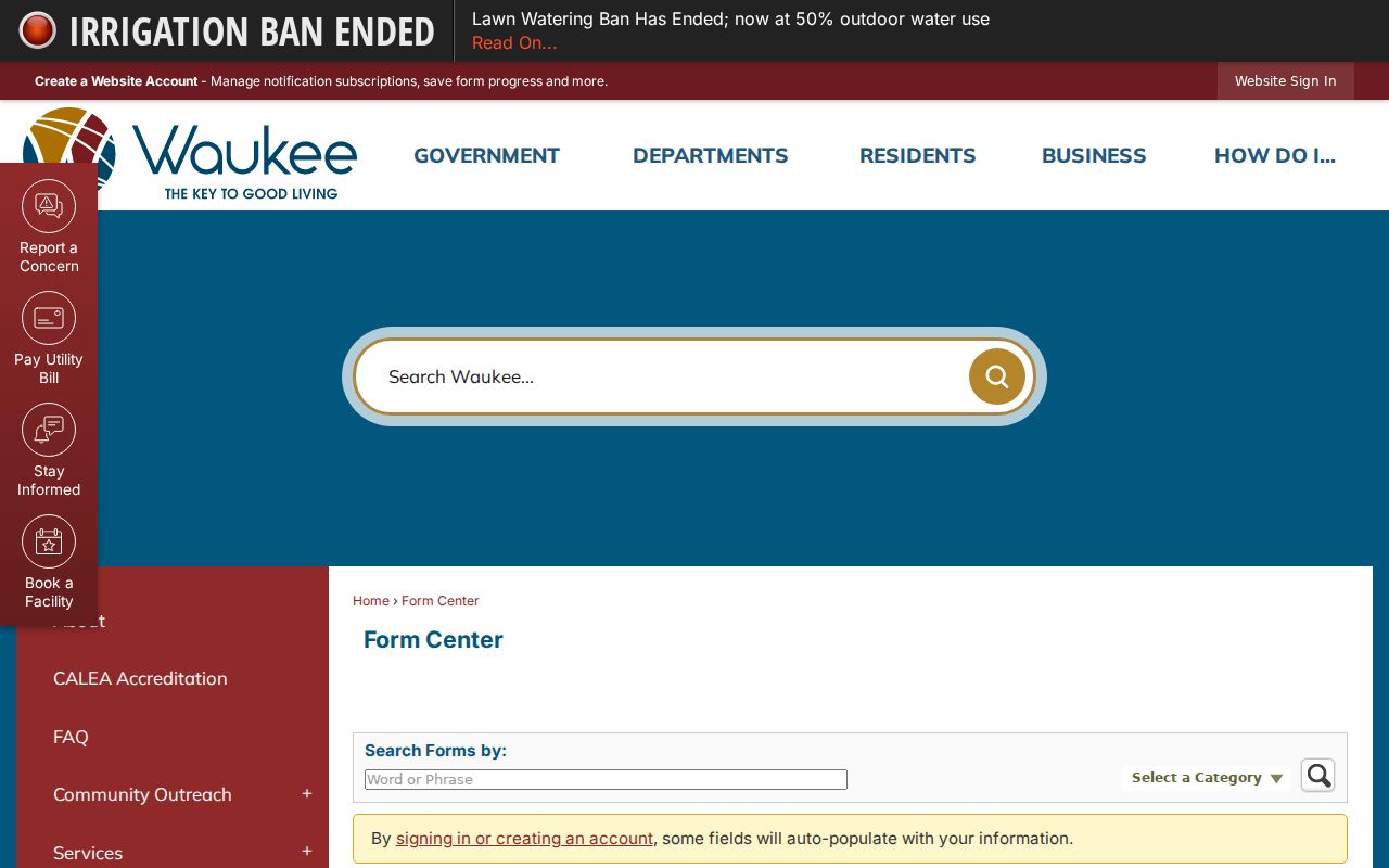 Waukee Police public record application form